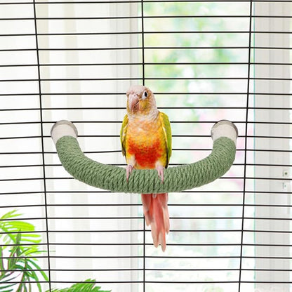 Hypeety Bird Perches Parrot U Shape Natural Wood Hemp Rope Stand Perch Bird - Image 6