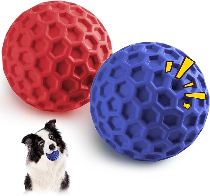 HIPPIH Indestructible Squeaky Dog Toys, Interactive Dog Balls 2 Pack, Chew Toys by HIPPIH