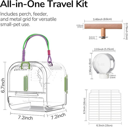 Bird Travel Carrier Cage with Metal Perch, Bottom Mesh, Food Bowl Tray - Image 9