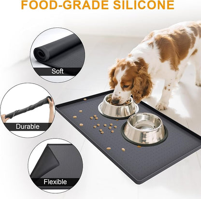 Mofason Pet Food Mat Waterproof Dog Mat 24”x16” Large – 0.5” inch Raised Edge - Image 4