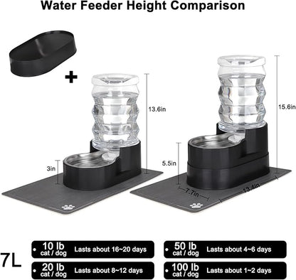RIZZARI Automatic Dog Water Dispenser: 7L Black Stainless Steel Feeder - Image 2