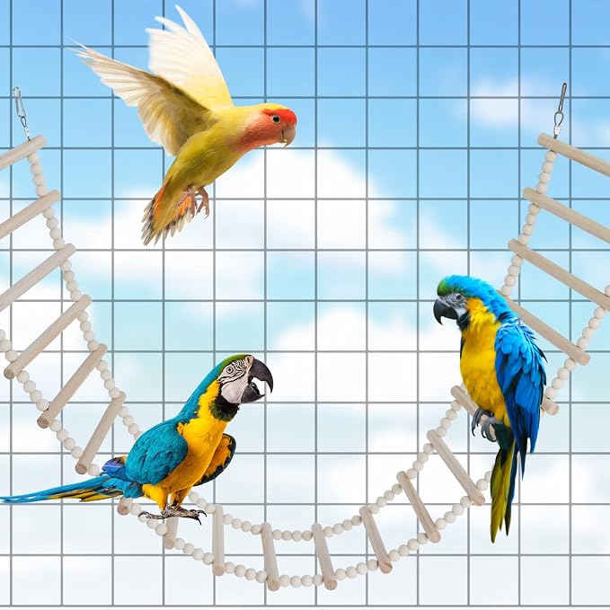 Bird Ladder Bridge, Wooden Pet Hamster Climbing & Swing Toys, Cage Accessories - Image 3