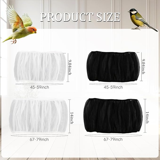 4 PCS Bird Cage Cover, Universal Bird Cage Seed Catcher, Adjustable Elastic - Image 2