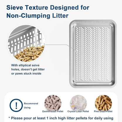 19.6''x13.7''x6'' Suzzipaws Stainless Steel Litter Box, Open Top Sifting Litter - Image 3