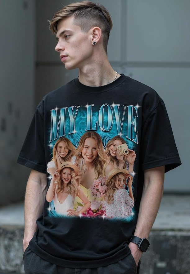 Custom Bootleg Rap Shirt with Photo Text, Vintage Custom Picture Shirt - Image 7