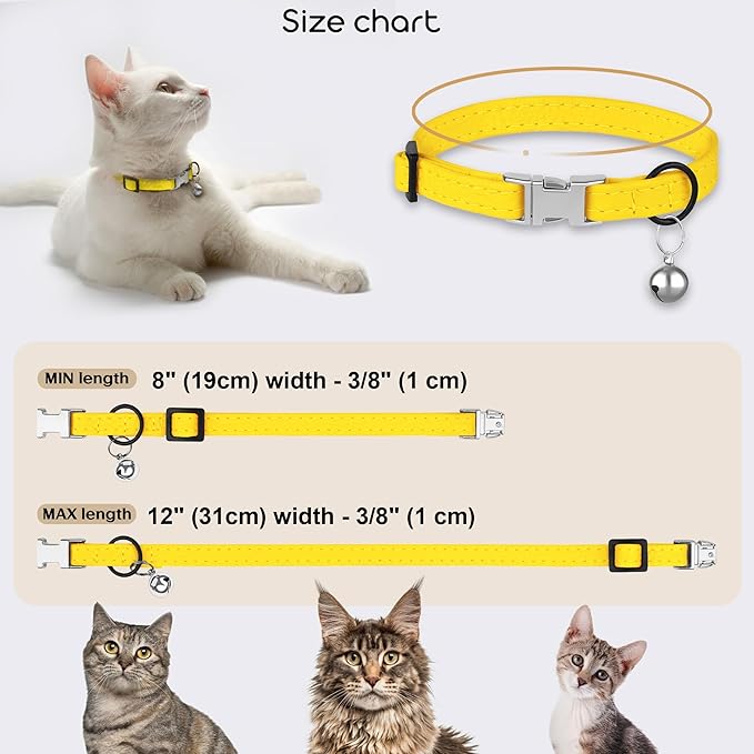 Leather Cat Collar with Buckle and Removable Bell - Image 3
