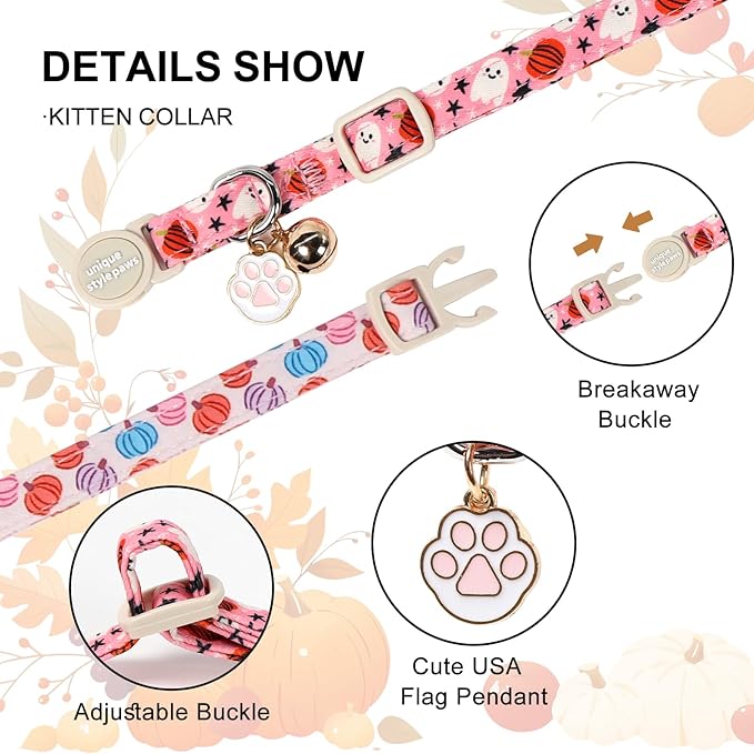 Unique Style Paws Halloween Cat Collar, Cute Cat Collars - Image 4