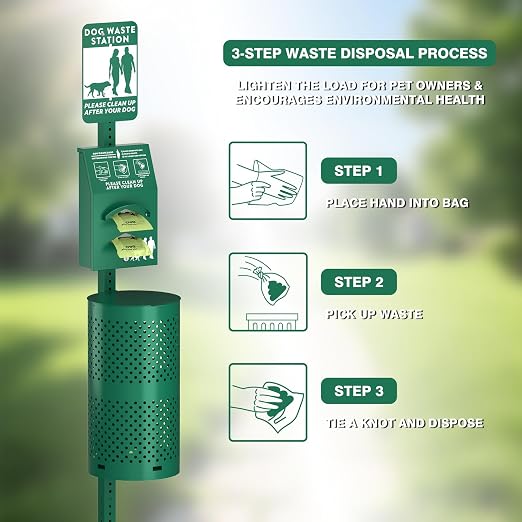 POCHAR Dog Waste Station Outdoor, Aluminum Rustproof Pet Poop Station - Image 4