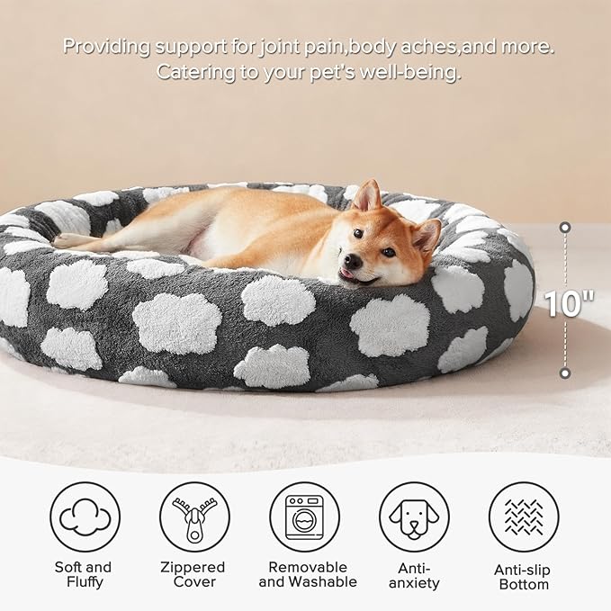 JOEJOY Donut Large Dog Bed, Cute Round Calming Dog Bed - Image 2