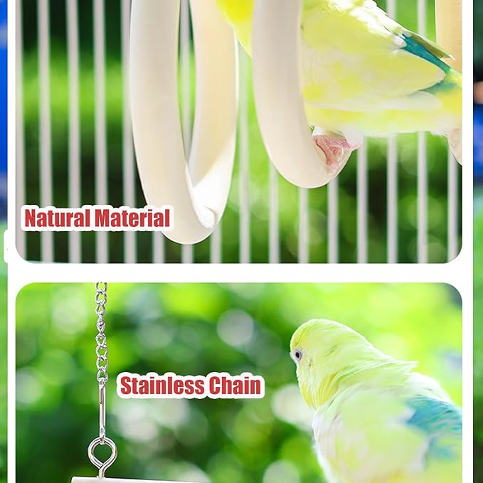 Bird Swing Rings for Cage, Hanging Bird Toys Natural Wooden, Bird Perch - Image 4