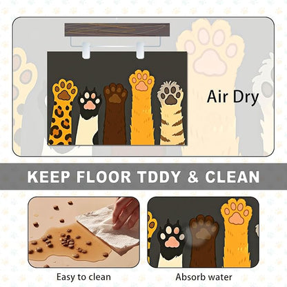 Cute Animal Paw Print Cat Food Mat Easy Clean Fast Dry Pet Feeding Mat - Image 6