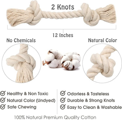 Barida Pet Supplies 100% Natural Cotton Rope Dog Toys, Premium White Cotton Dog - Image 3