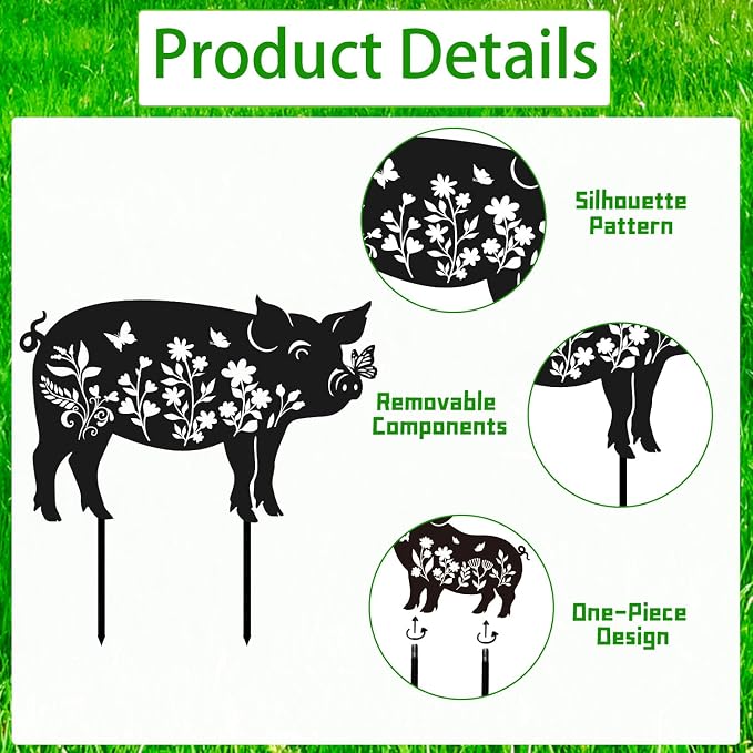 Pig Metal Garden Stakes Yard Decor, Lawn Ornaments - Image 3