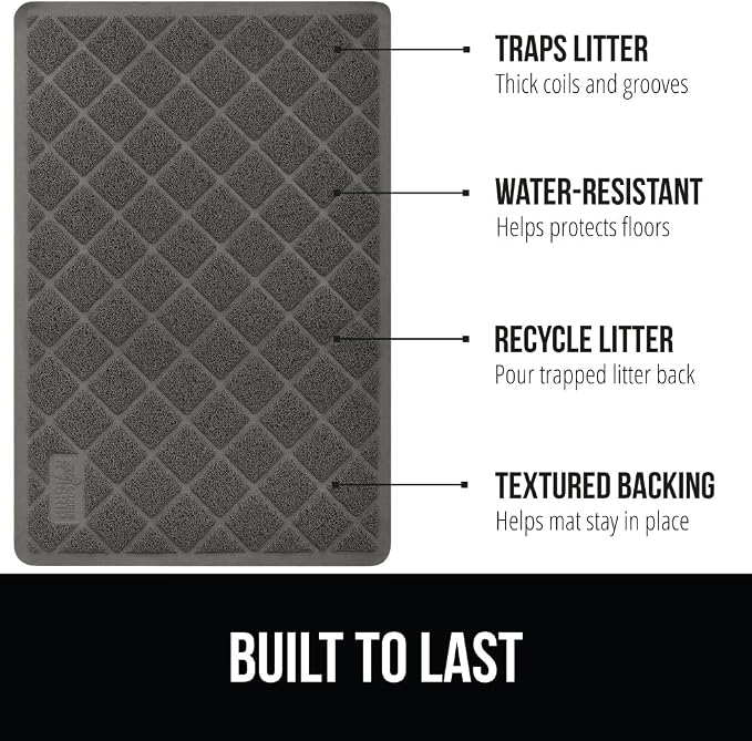 GORILLA GRIP Cat Litter Box Mat, Water Resistant, US Designed Kitty Litter - Image 2