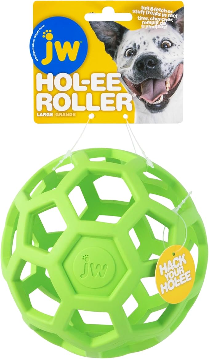 JW Pet Hol-ee Roller Dog Toy Puzzle Ball, Natural Rubber, Colors May Vary - Image 4