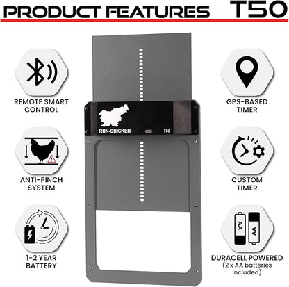 RUN-CHICKEN Door T50 – Automatic Chicken Coop Door Opener, Battery Powered & - Image 6