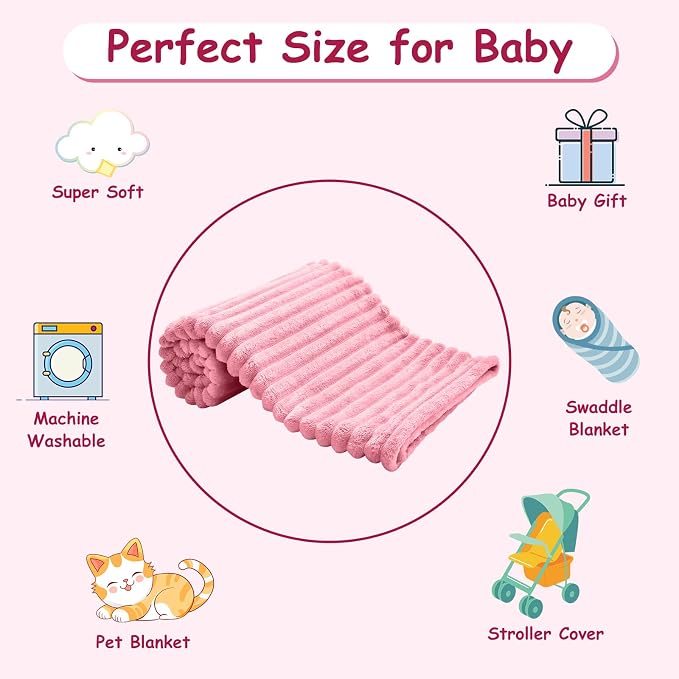 Soft Fleece Baby Blanket Ultra Cozy Pink Baby Blankets - Image 7