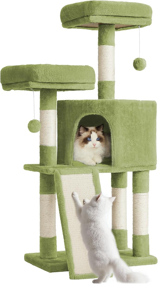 Feandrea Cat Tree, 45.3-Inch Cat Tower, Plush Condo by FeandreabySONGMICSHOME