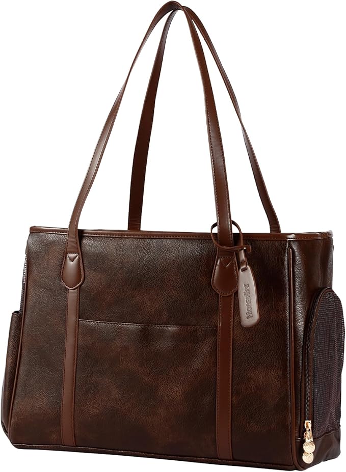 Stylish Dog Purse Carrier, Leather Pet Carrier Bag by Monanller