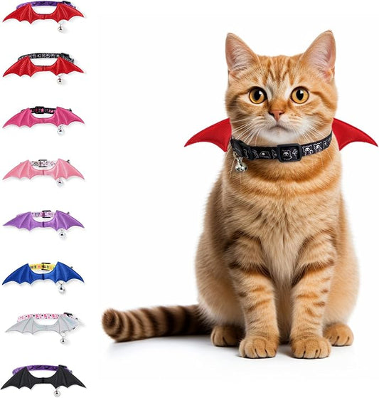 1 PC Bat Wing Cat Collar with Bell, Adjustable Kitten Collar with Safety by FURRYUMI