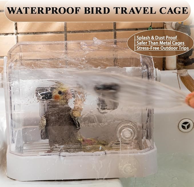 Bird Travel Cage, 10×6.7×8.3 Inches Waterproof & Sturdy Pet Carrier - Image 6