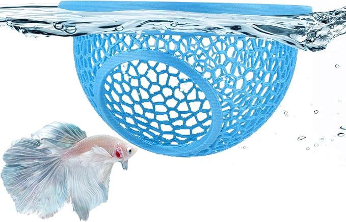 Blue Floating Betta Hide & Shrimp Cave: 3-in-1 Aquarium Hammock, Feeder & by Unknown