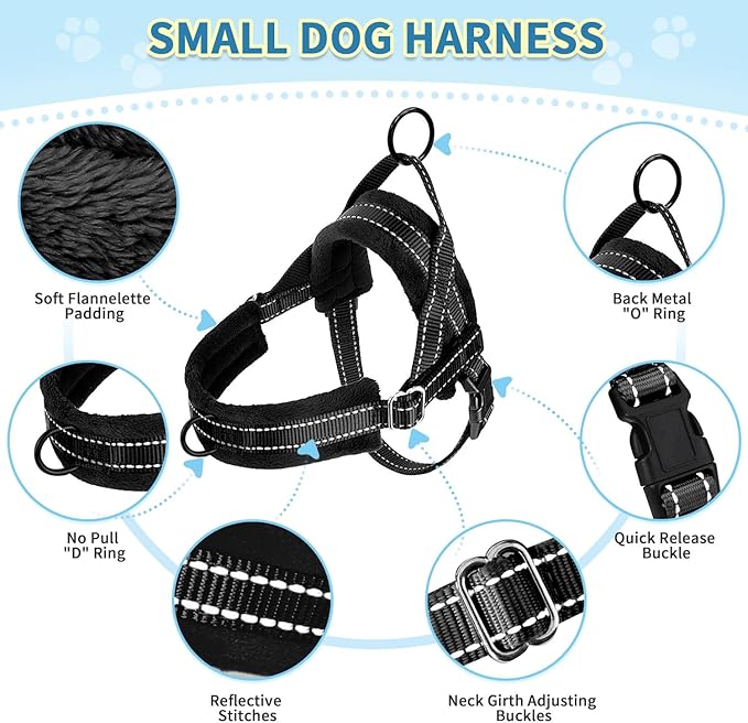 SlowTon No Pull Small Dog Harness and Leash Set, Puppy Soft Vest Harness Neck & - Image 7
