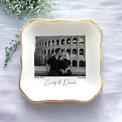 Custom Couple Portrait Polaroid Photo Ring Dish, Personalized Picture Jewelry - Image 6
