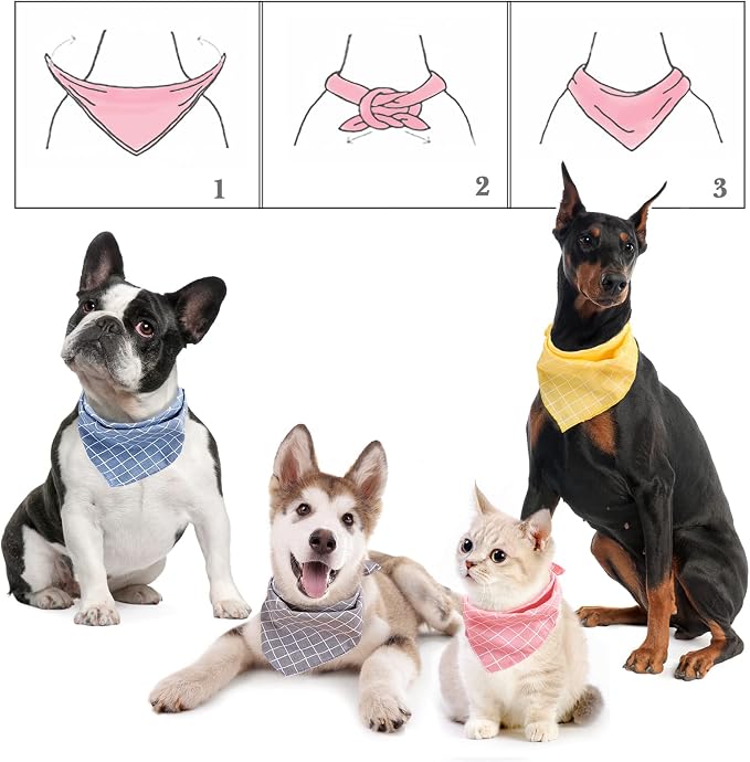 4PCS Spring Dog Bandanas Cat Birthday Cute Soft Cotton Puppy Scarfs Washable - Image 2