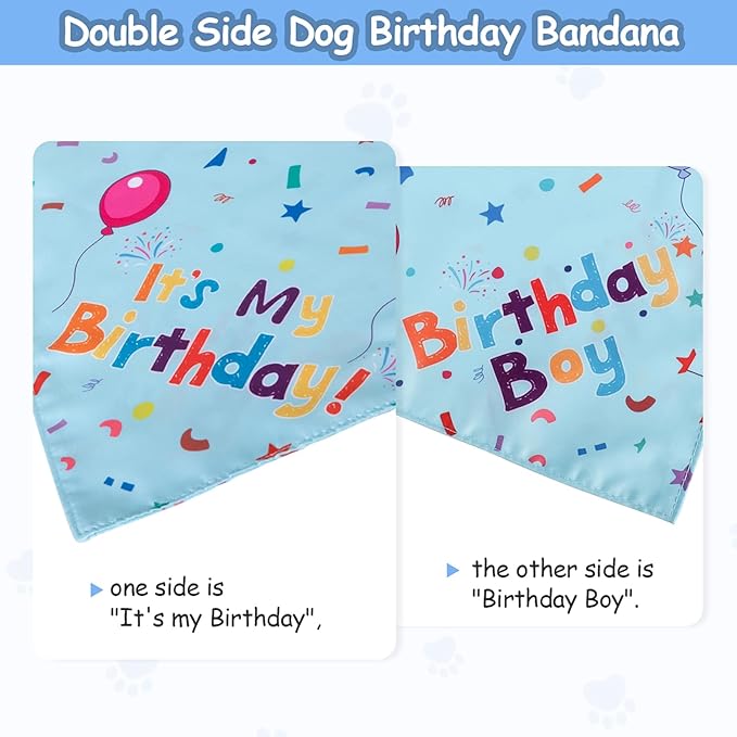 Dog Birthday Bandana Set, Dog Birthday Party Supplies, Puppy Boy Girl Birthday - Image 5