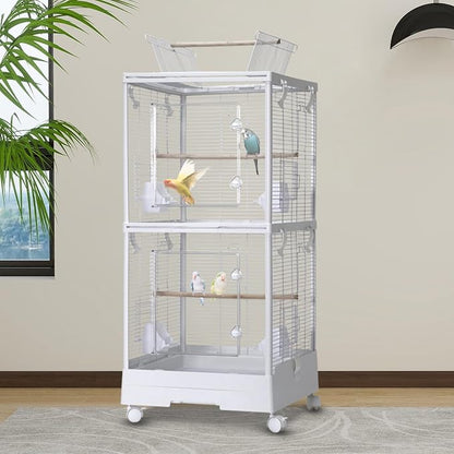 Garvee Small Bird Cage with Playground Stand, 44in White Travel Bird Cage - Image 4