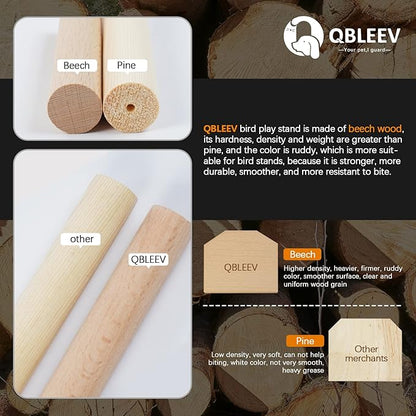 QBLEEV Bird Cage Play Stand Toy Set-Birdcage Wood Stands Hanging Chew Toys - Image 7
