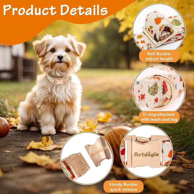 Autumn Dog Collar，Soft Cotton Handmade Pet Collar - Image 4