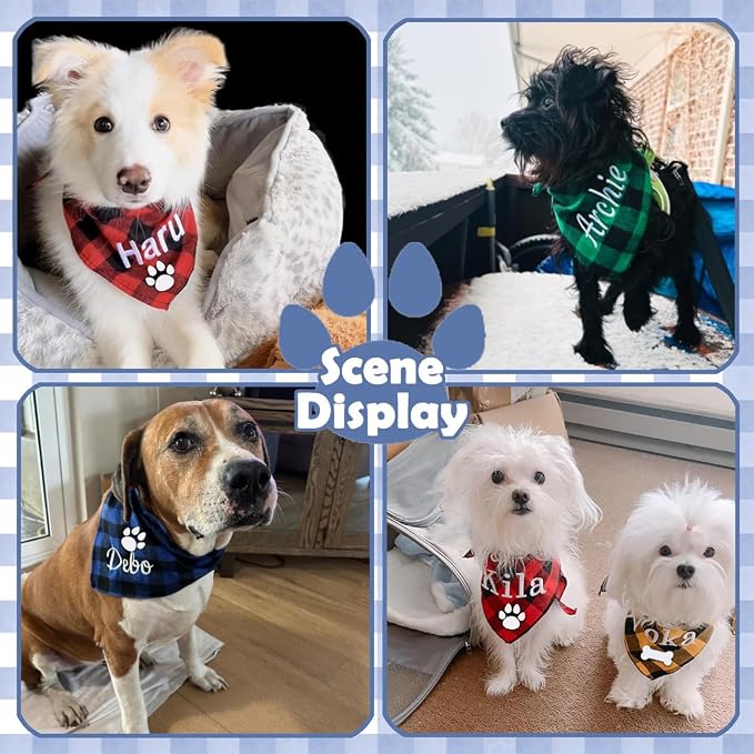 Personalized Dog Bandana Embroidered Name Custom Neckwear Dog Scarf Triangle - Image 7