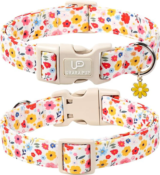 Floral Dog Collar, UP URARA PUP Colorful Floral Adjustable Pet Collar - Image 2
