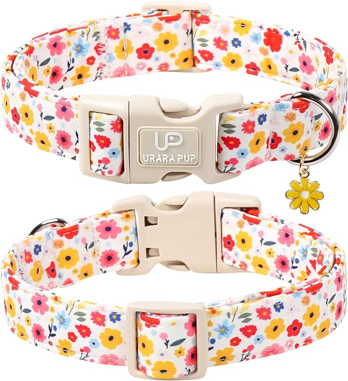 Floral Dog Collar, UP URARA PUP Colorful Floral Adjustable Pet Collar - Image 2