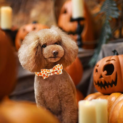 Dog Collars - Halloween Pumpkin Bowtie Dog Collar Gift Soft Bow Collar Pet - Image 5