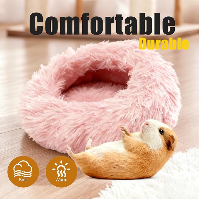 Guinea Pigs Bed Small Animal Bedding Donut-Shaped Burrowing Pet Bed Soft and - Image 3
