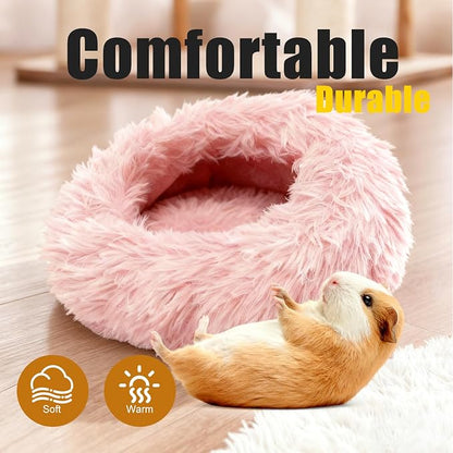 Guinea Pigs Bed Small Animal Bedding Donut-Shaped Burrowing Pet Bed Soft and - Image 3