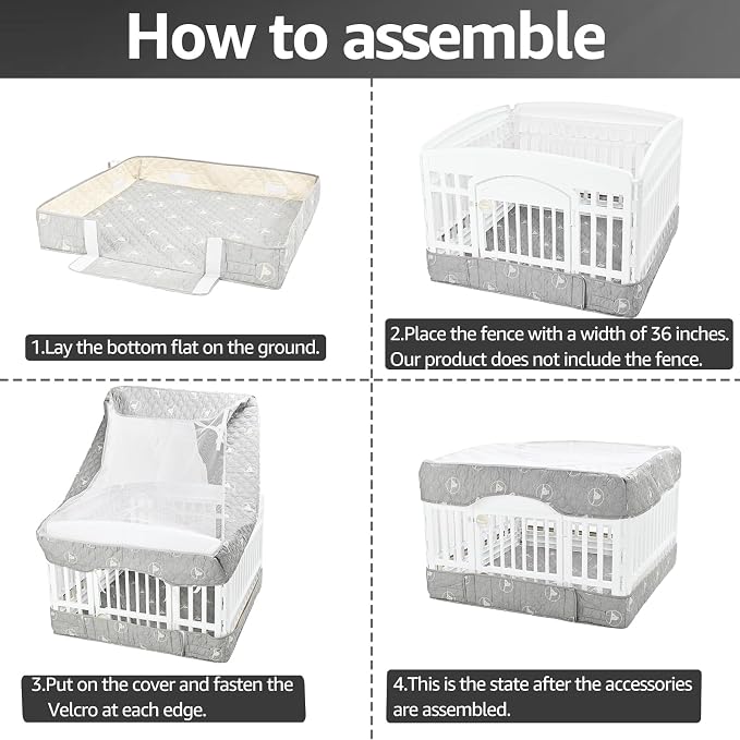 PJYuCien Dog Playpen Bottom Pad and Cover Fits - Image 6