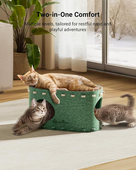 DownyPaws Cat House for Indoor Cats, Cat Bed Cave for Multiple & Large Cats Up - Image 2