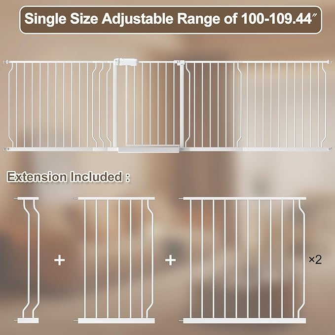 WAOWAO Baby Gate 100-109.41" Extra Wide Pressure Mounted Walk Through Swing - Image 2