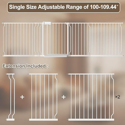WAOWAO Baby Gate 100-109.41" Extra Wide Pressure Mounted Walk Through Swing - Image 2