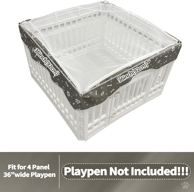 PJYuCien Dog Playpen Mesh Top Cover, Fits 36 Inch 4 Panels Regular Square - Image 2
