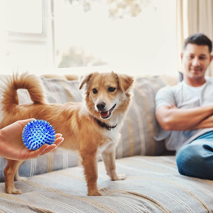 SHARLOVY 3'' Squeaky Balls for Small Dogs, 4 Colors Spiky Dog Balls for Puppy - Image 7