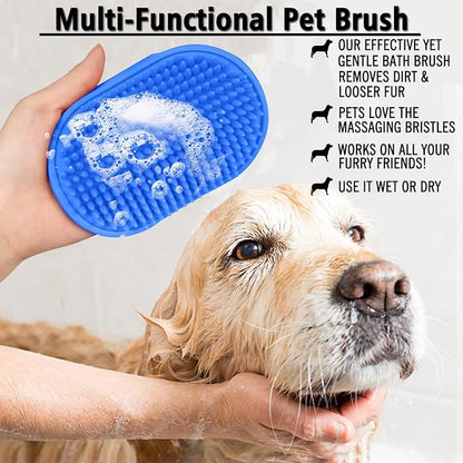 Dog Grooming Brush, Pet Shampoo Bath Brush Shedding Soothing Massage Rubber Comb - Image 5