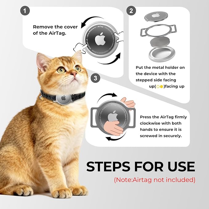 AirTag Cat Collar, Breakaway Cat Air Tag Collar, Reflective Cat Collar - Image 8