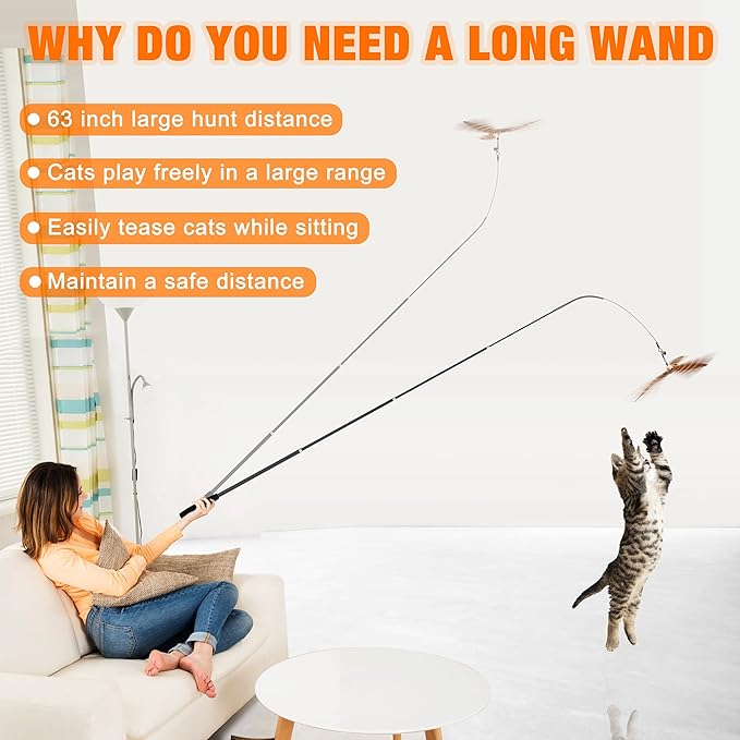 JXFUKAL 2025 Latest Cat Toys, 2 in 1 Spring Cat Wand Toy - Image 3