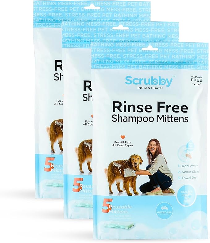 No Rinse Pet Wipes | Rinse Free Shampoo Mittens | Dogs & Cats | Bath Wipes by Unknown