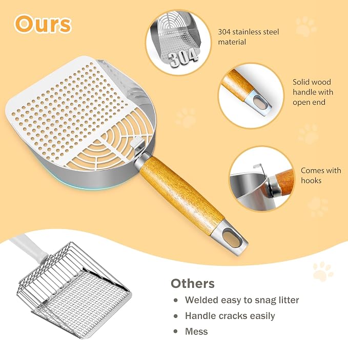 Stainless Steel Litter Scoop, Kitty Litter Scooper, Metal Cat Litter Scoop - Image 3